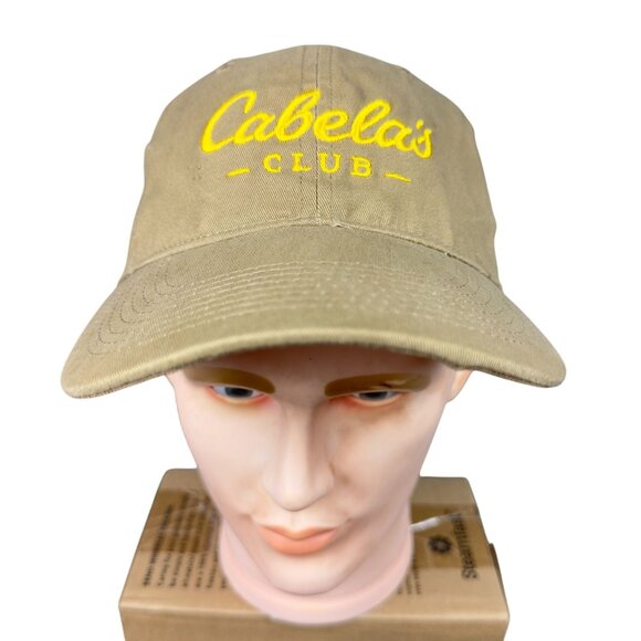 Cabelas Club Baseball Cap Men One Size Khaki Adjustable Yellow Embroidered - Picture 1 of 8